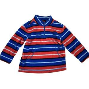 Hanna Andersson Blue Orange Stripe Fleece Pullover - Size 3T